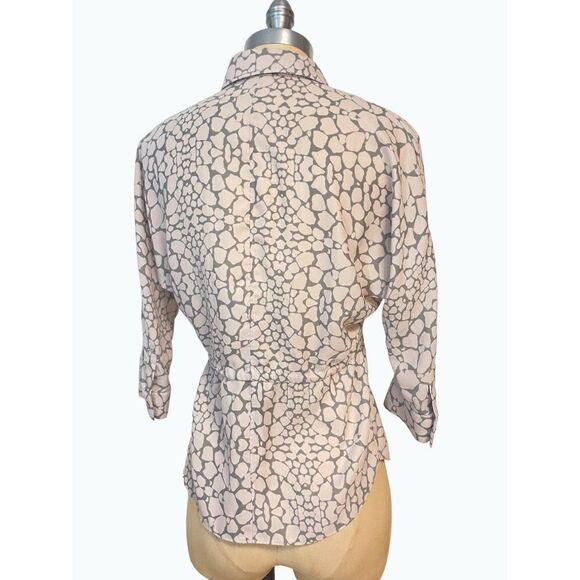Armani Exchange Gray Mauve Giraffe print Waist Tie Tunic Top XS - Picture 3 of 5